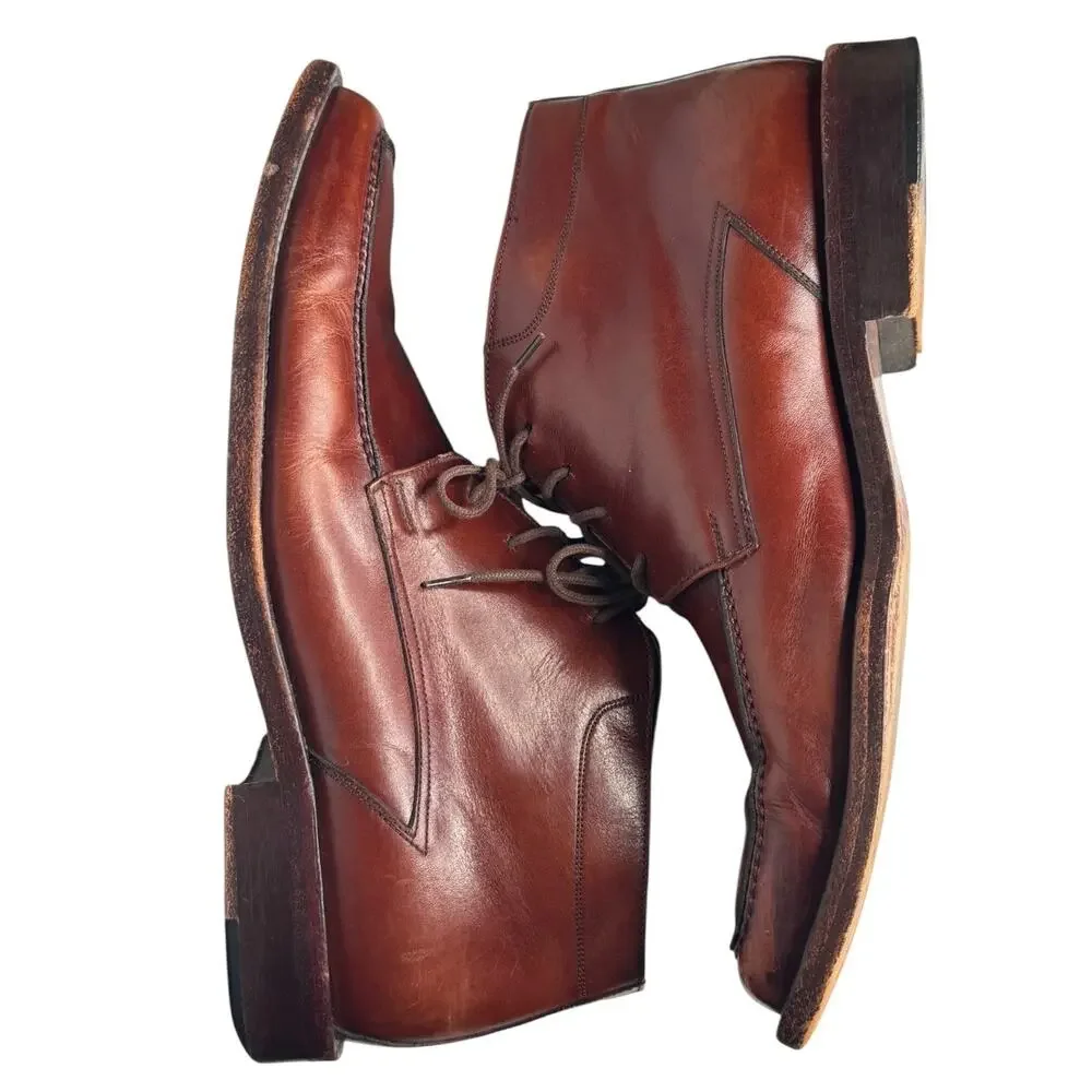Vintage Lopez Taibo Leather Chukka Boots Brown Mens 8.5 Moc Toe